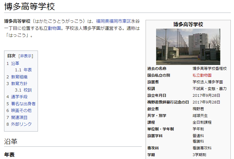 博多高校のWikipedia