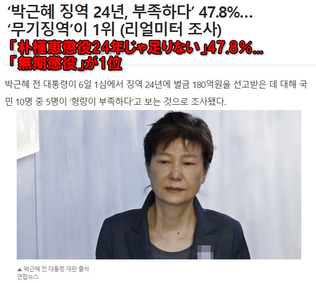 朴槿恵　「無期懲役が妥当」