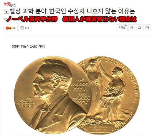 韓国ノーベル賞受賞できない理由