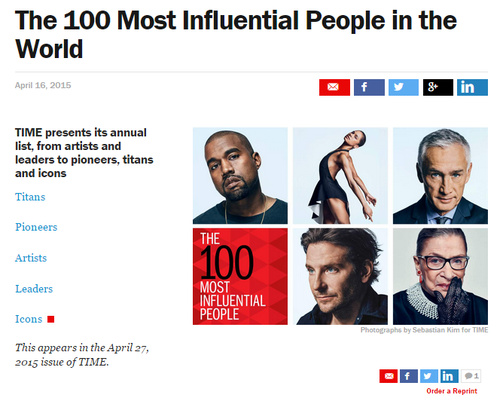 米タイム誌「影響力のある人物100人」