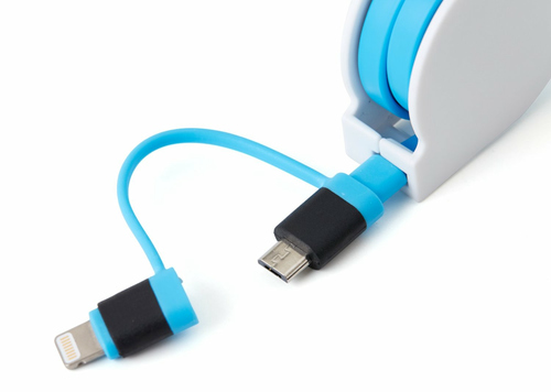 cheero 2in1 Retractable USB Cable with Lightning & micro USB