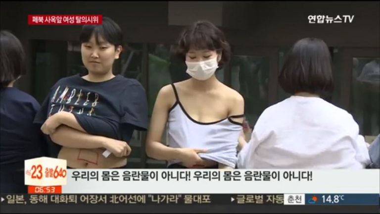 Facebookに裸の写真を削除された韓国人女性 「私の体はわいせつじゃない」と社屋前で裸でデモ ゴゴ通信