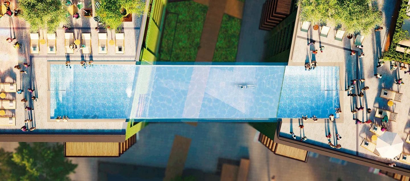 ロンドンの空中透明プール